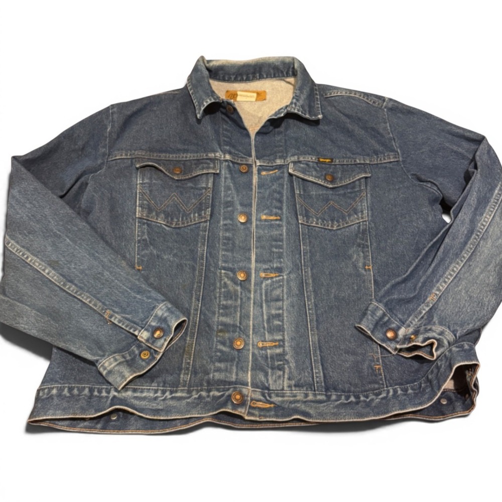 Vintage Wrangler Trucker Denim Jacket Men XXL Blue Western Jean Cotton Cowboy